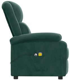 Poltrona de massagens elétrica veludo verde-escuro