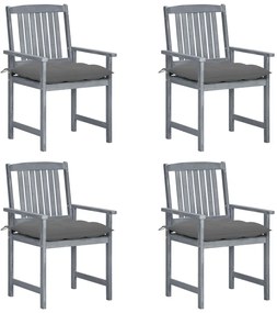 Cadeiras de jardim com almofadões 4 pcs acácia maciça cinza
