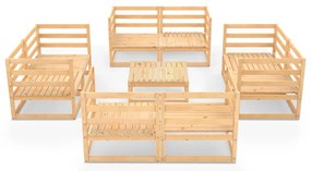 9 pcs conjunto lounge de jardim pinho maciço