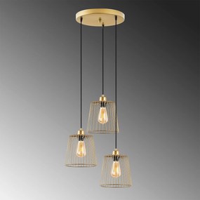 Candeeiro de Teto Pirlo – Dourado Brilhante – 50 x 50 x 114 cm