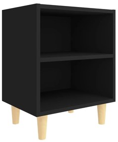 Mesa de cabeceira c/ pernas madeira maciça 40x30x50 cm preto