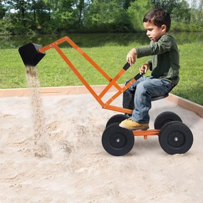 Escavadora com 4 rodas grandes e pedras Assento para crianças Escavadora Carga 50 kg 106 x 28 x 35 cm Laranja