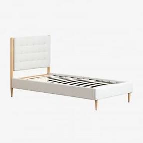 Cama Estofada Samira Tecido Branco Quebrado & 90 X 190 Cm - Sklum