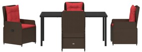 Conjunto de Jantar de Jardim 5 Peças Rattan Poly Castanho