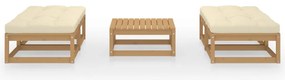 5 pcs conjunto lounge de jardim c/ almofadões pinho maciço