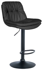 Banco de bar em couro sintético com estrutura preta 92-113 x 46 x 54 cm preto