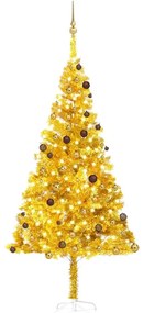 vidaXL Árvore Natal artificial pré-iluminada c/bolas 240cm PET dourado