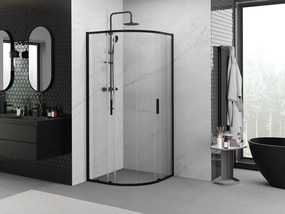 Mexen Exo-S Duo cabine de duche semicircular deslizante 90 x 90 cm, transparente, preta - 8132-090-090-70-00