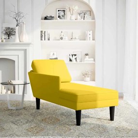 Chaise lounge c/almofada/apoio de braços direito veludo amarelo