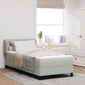 Cama Box Spring com Colchão Cinza Claro 90x190 cm Veludo