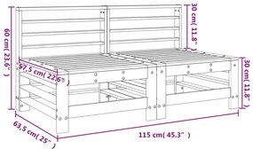 Sofás de centro para jardim 2 pcs pinho maciço castanho-mel