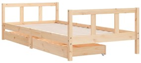 Estrutura de cama infantil c/ gavetas 90x200 cm pinho maciço