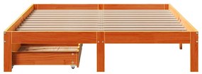 Estrutura cama c/ gavetas 120x190 cm pinho maciço castanho-mel