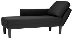 Chaise lounge c/ almofada/apoio de braços direito veludo preto