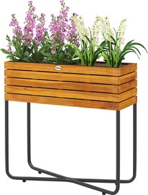 FLoreira com base retangular 62 x 22,5 x 61 cm, orifícios de drenagem, madeira de acácia, efeito de madeira natural