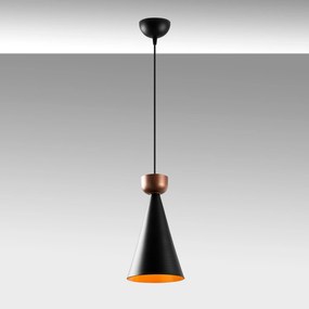 Candeeiro Suspenso Dodo – Preto e Cobre – 19 x 19 cm
