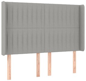 Cama box spring c/ colchão e LED 140x190 cm tecido cinza-claro