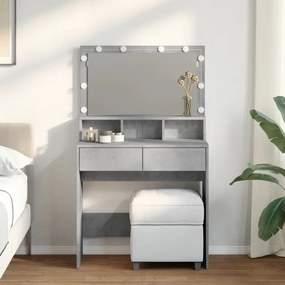 vidaXL Toucador com LED 80x41x134,5 cm cinzento cimento