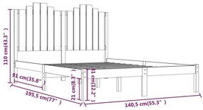 Estrutura de cama casal 135x190 cm pinho maciço