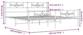 Estrutura de cama com cabeceira e pés 183x213 cm metal preto
