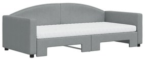 Sofá-cama c/ gavetão e colchões 90x190 cm tecido cinzento-claro