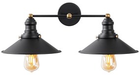 Candeeiro de Parede Conical – Preto e Dourado – 55 x 27 x 20 cm