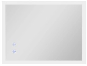 kleankin Espelho Casa de Banho com Luzes LED 70x50 cm Função Antiembaciamento 3 Cores Função de Memória e Interruptor Tátil Prata | Aosom Portugal