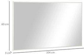 Espelho de Casa de Banho Retangular 104x60cm Espelho de Parede Decorativo e Moderno com Estrutura de Madeira para Dormitório Corredor Entrada Branco