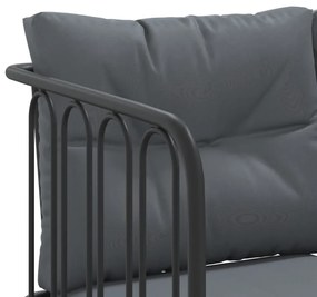 Conjunto de sofás de jardim c/ almofadões aço/textilene preto