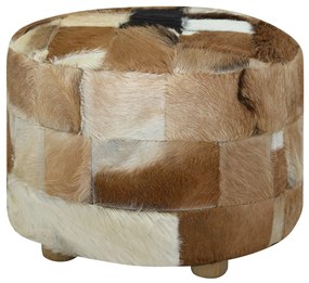 vidaXL Pufe de pele de cabra redondo 50x50x45 cm