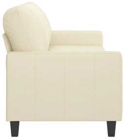 Sofá de 3 lugares 180 cm couro artificial cor creme
