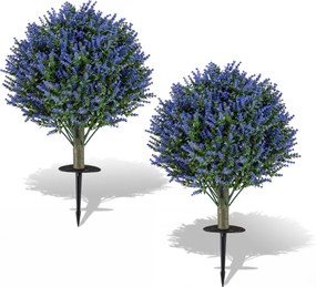 Conjunto de 2 árvores artificiais de lavanda realistas com estacas de 60 cm para interior (VASOS NÃO INCLUIDOS), exterior, alpendre, jardim e pátio