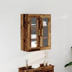 Armário de parede vidaXL com portas de vidro madeira antiga 69,5x34x90 cm
