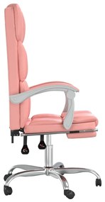 Cadeira de escritório reclinável couro artificial rosa