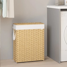 Cesto de roupa suja de 55 L, com tampa e pegas 46 x 20 x 61 cm Amarelo