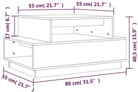 Mesa de centro 80x55x40,5 cm madeira de pinho maciça branco