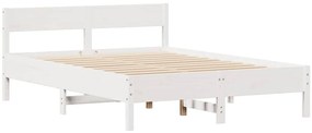 Cama sem colchão 150x200 cm madeira de pinho maciça branco