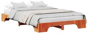 Cama Castanho Encerado 140x190 cm de Madeira de Pinho Maciça