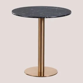 Mesa De Bar Redonda Em Mármore Cosmopolitan Preto & Ø70 Cm & Oro Rosa - Sklum