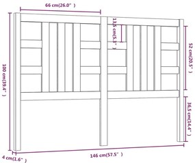 Cabeceira de cama 146x4x100 cm pinho maciço cinzento