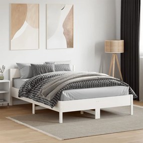 Estrutura cama c/ cabeceira 140x190 cm pinho maciço branco