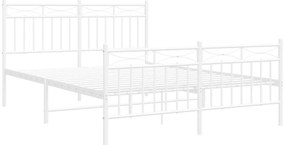 Estrutura de cama com cabeceira e pés 140x190 cm metal branco