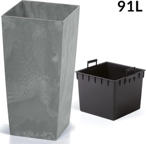 Vaso de flores com aspeto de betão, 91L 40 x 40 x 75 cm cinzento
