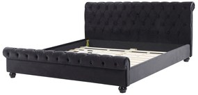 Cama de casal em veludo preto 180 x 200 cm AVALLON Beliani