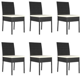 7 pcs conjunto de jantar para jardim vime PE preto