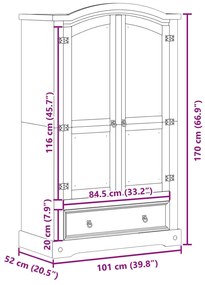 Roupeiro Corona 101x52x170 cm madeira de pinho maciça