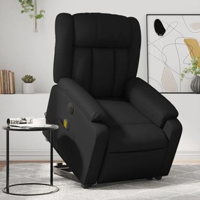 vidaXL Poltrona reclinável elevatória elétrica couro artificial preto