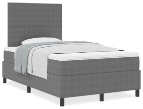 Cama Box Spring com Colchão Cinza Claro 120x200 cm Tecido de Corduroy