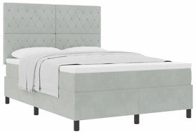 Cama Box Spring com Colchão vidaXL Cinza Claro 160x200 cm em Veludo