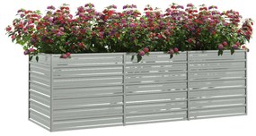 Canteiro elevado de jardim 240x80x77cm aço galvanizado prateado